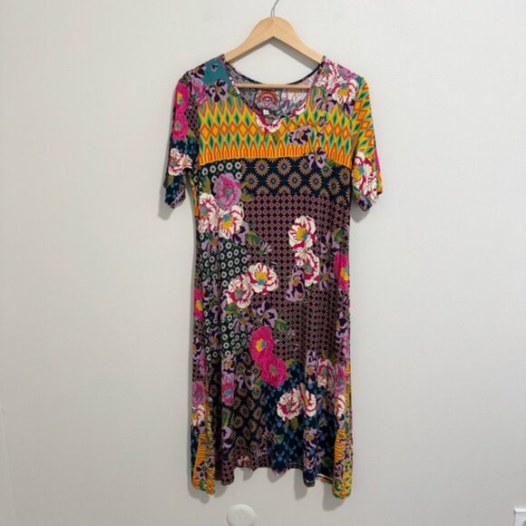 Johnny Was Bamboo Maggie Mixed Print Swing Dress - Picture 2 of 8